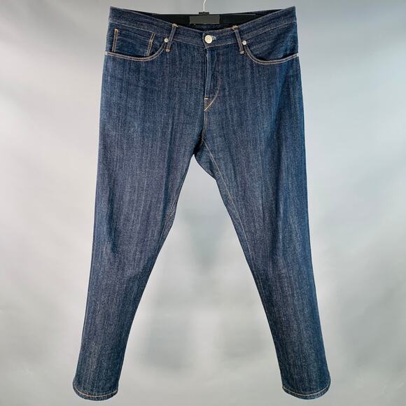 3 X 1 Size 36 Blue Indigo Cotton Selvedge Twill Contrast Stitch Button Fly Jeans - Picture 1 of 8